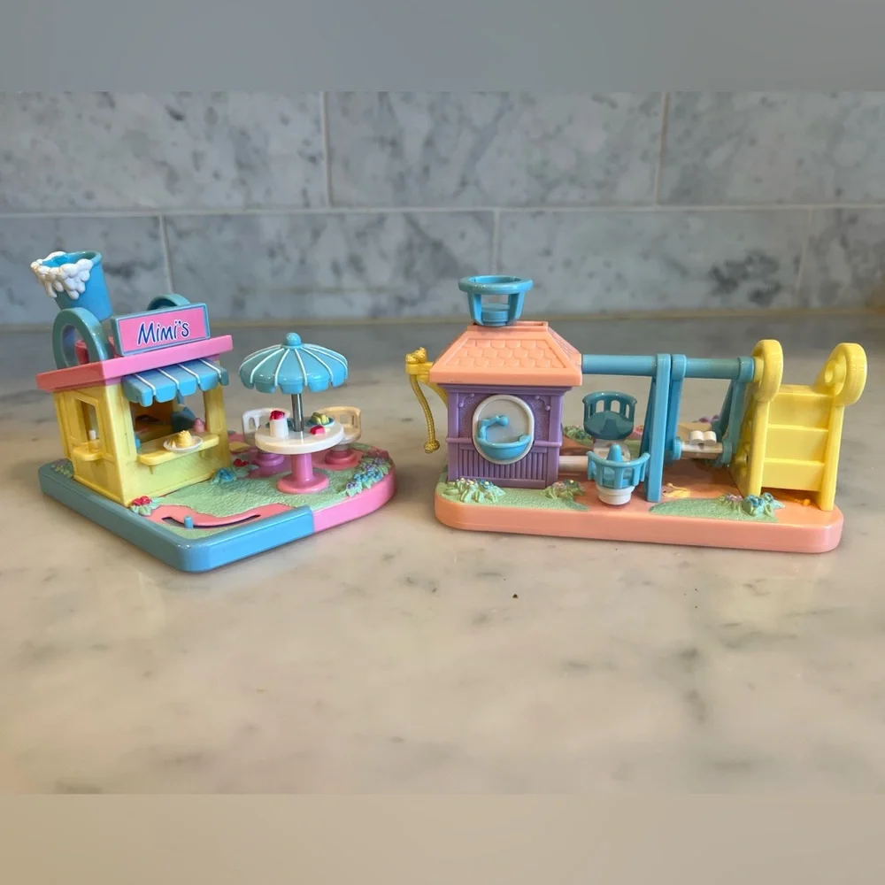 Vintage Bluebird Polly Pocket Mimi Goo Goo’s Swingin’ Playground And Drive & Eat